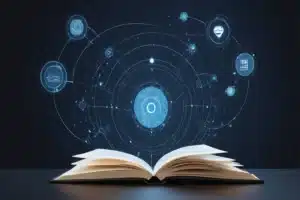 Pessoa utilizando aplicativos de inteligência artificial em dispositivos do dia a dia.